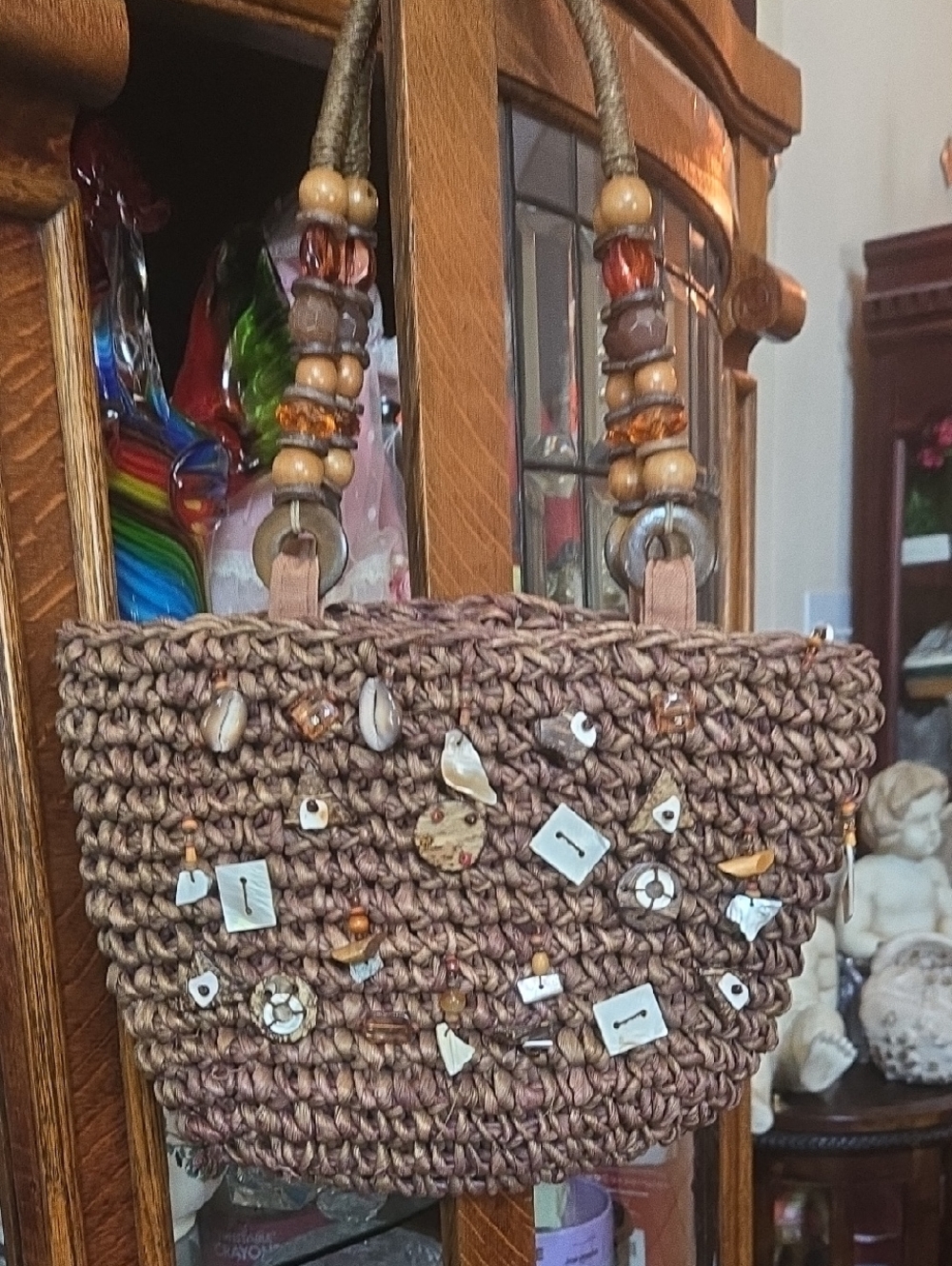 Capelli of New York Brown Linen Tote with Woven Label